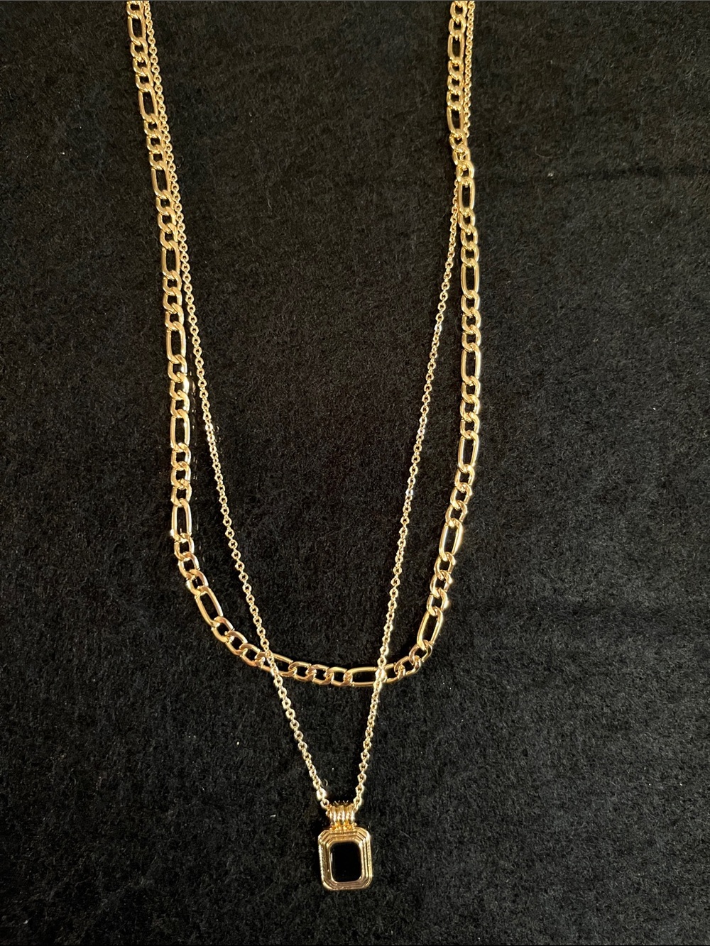 Versona Layered Gold-Tone Necklace with Rectangular Pendant